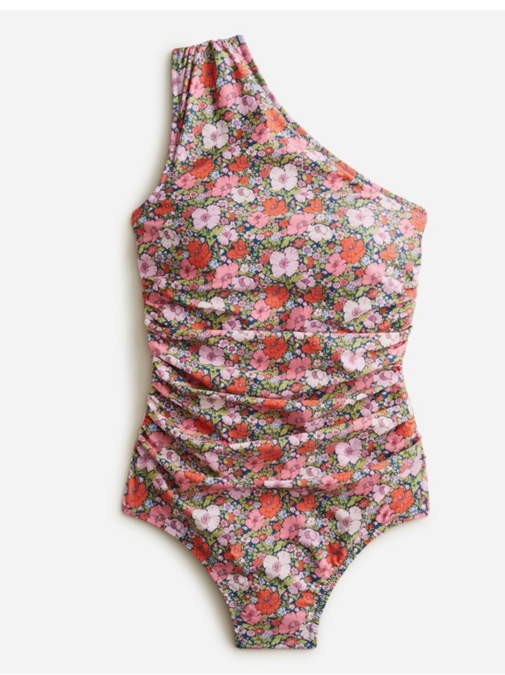 J. Crew Ruched One-Shoulder One-Piece in Liberty Floral Meadow Song Size 14